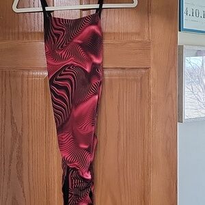 Speedo Red and Black Wave-Print One-Piece Swimsuit